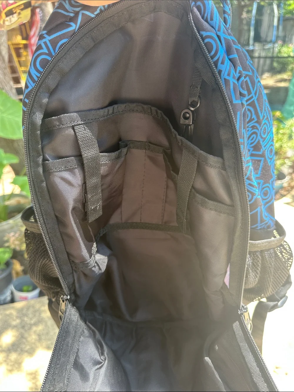 Adidas Stratton 3 Large Backpack Blue Black Logo Print Neon Yellow Accents Clean